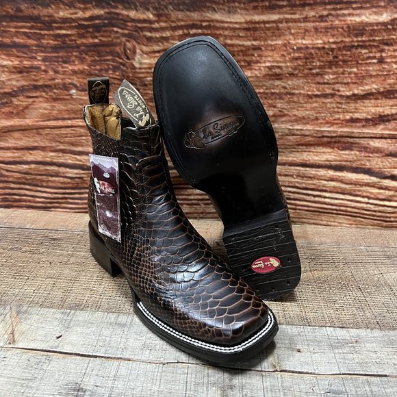 Men's Wéstern Vaquero Half boot PYTHON Print Leather Botin punta …